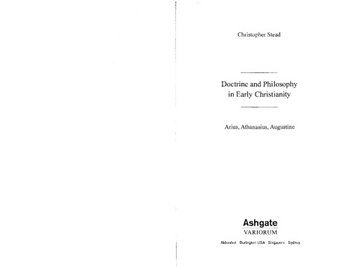 Doctrine and Philosophy in Early Christianity