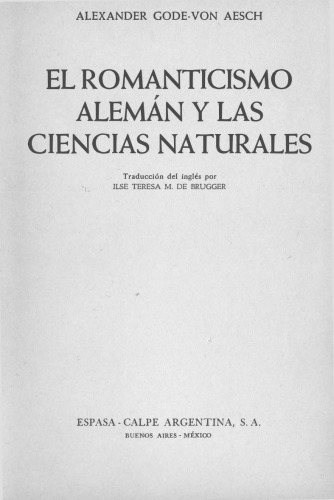 El romanticismo alemán y las ciencias naturales