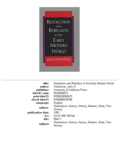 Revolution and Rebellion in the Early Modern World  