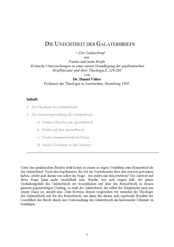 Die Unechheit des Galaterbriefs