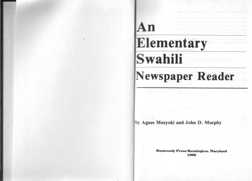 An Elementary Swahili Newspaper Reader