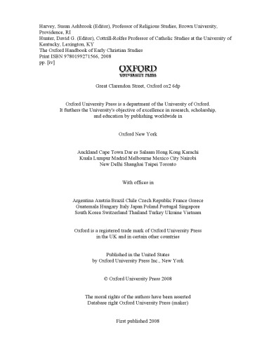 The Oxford Handbook of Early Christian Studies
