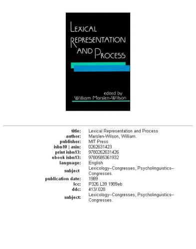 Lexical representation and process