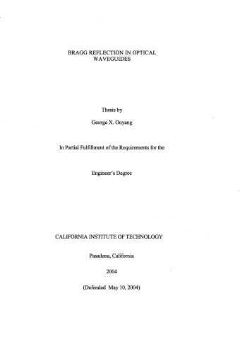 Bragg reflection in optical waveguides  