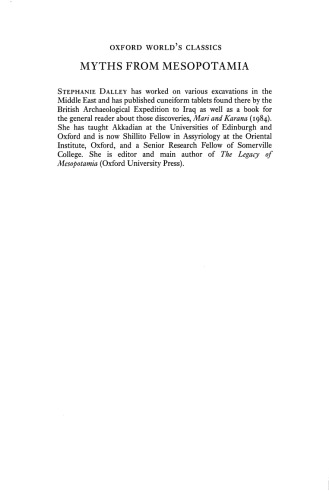 Myths from Mesopotamia: Creation, the Flood, Gilgamesh, and Others (Oxford World's Classics)