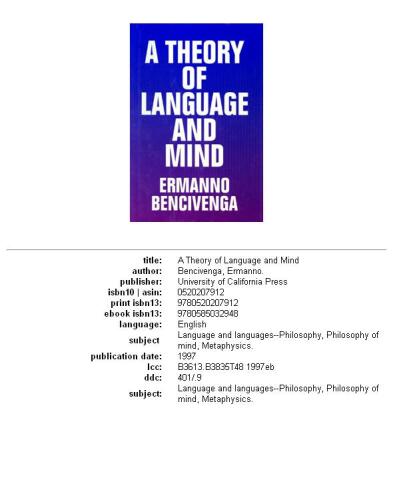 A theory of language and mind  