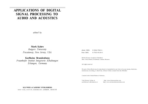 Applications of Digital Signal Processing to Audio and Acoustics