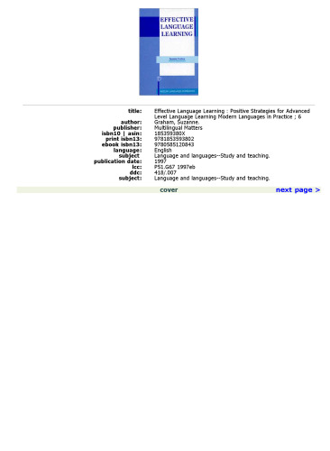 Effective Language Learning: Positive Strategies for Advanced Level Language Learning  