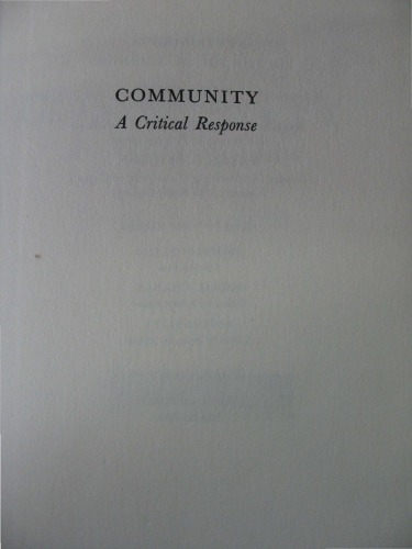 Community: A Critical Response