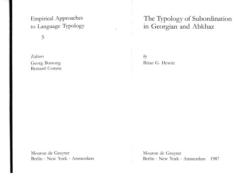 The Typology of Subordination in Georgian and Abkhaz