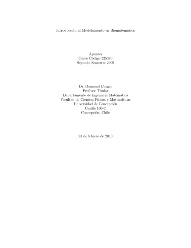 Introducción al Modelamiento en Biomatemática
