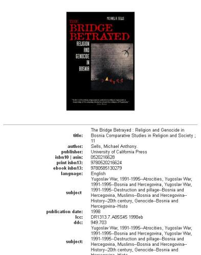 The Bridge Betrayed: Religion and Genocide in Bosnia (Comparative Studies in Religion and Society)  