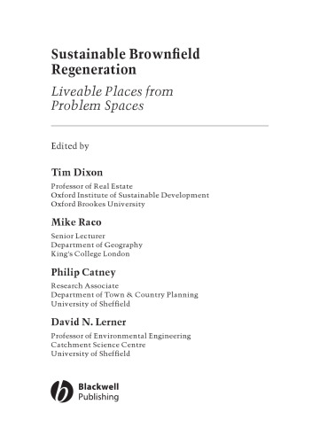 Sustainable brownfield regeneration: liveable places from problem spaces