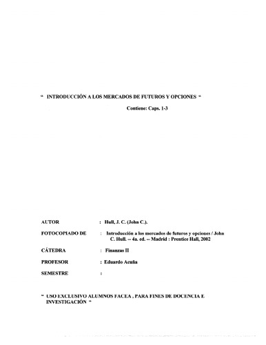 Introducción a los mercados de futuros y opciones