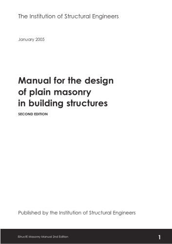 Manual for the Design of Plain Masonry in Building Structures  