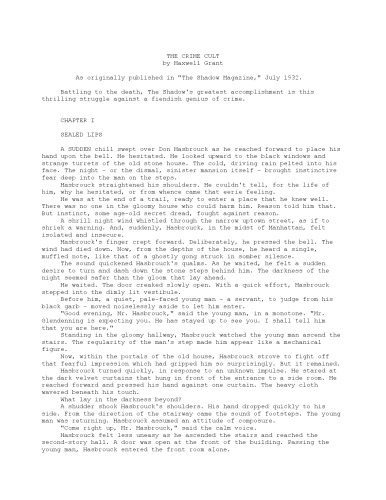 The Shadow - 012 - The Crime Cult  