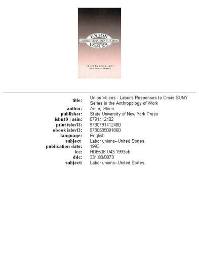 Union voices: labor's responses to crisis