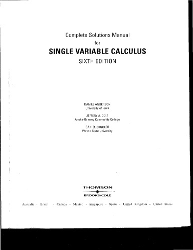 Complete Solution Manual for Single Variable Calculus , 6th Edition  