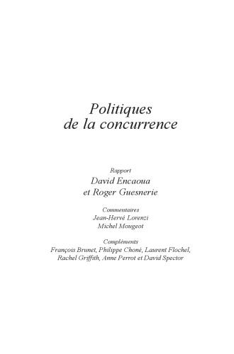 Politiques de la concurrence (CAE n.60)