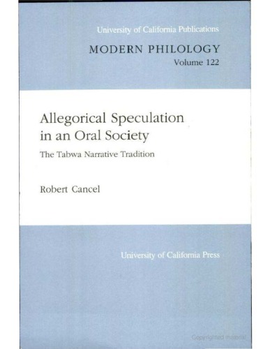 Allegorical speculation in an oral society: the Tabwa narrative tradition