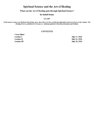 Spiritual Science and the Art of Healing  