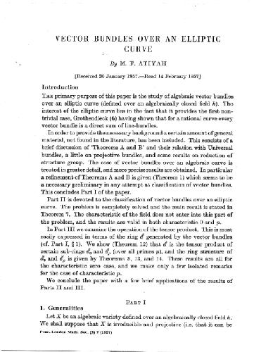 Vector bundles over an elliptic curve