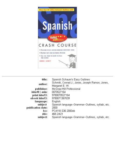 Schaum's Easy Outline of Spanish