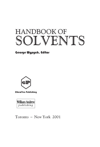 Handbook of Solvents