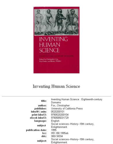 Inventing human science: eighteenth-century domains  