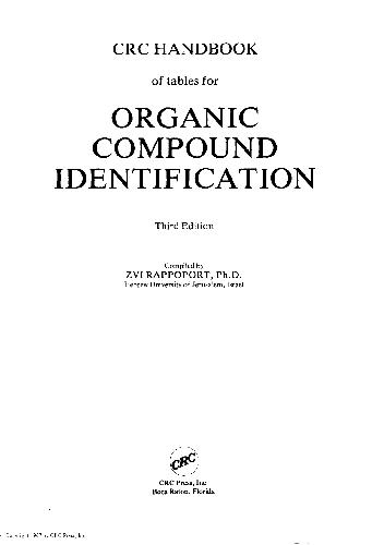 CRC Handbook of Tables for Organic Compound Identification