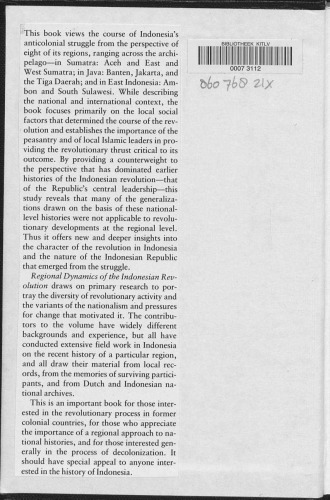 Regional Dynamics of the Indonesian Revolution: Unity from Diversity
