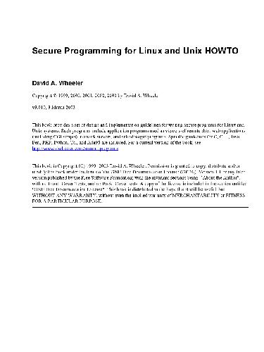 Secure Programming for Linux and UNIX HOWTO