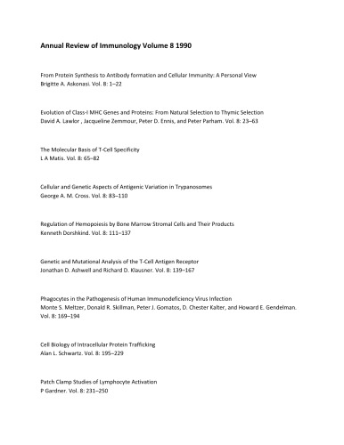 Annual Review of Immunology Volume 8 1990
