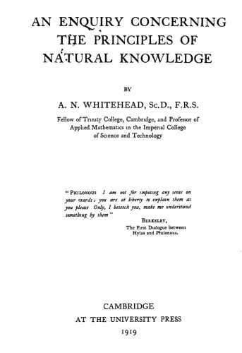 An Enquiry Concerning the Principles of Natural Knowledge