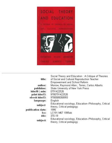 Social theory and education: a critique of theories of social and cultural reproduction