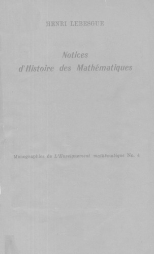 Notices d'Histoire des mathématiques