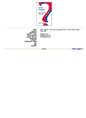 Only English? Law and Language Policy in the United States