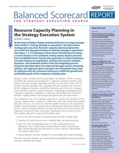Balanced Scorecard Report - The Strategy Execution Source - Volume 10 Number 5 - Sep-Oct 2008    