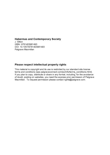 Habermas and Contemporary Society    