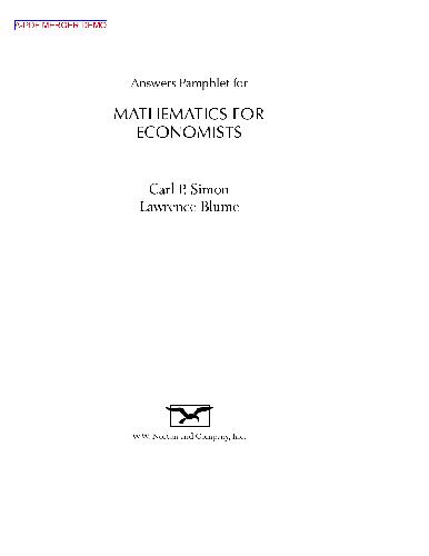 Mathematics for Economists. SOLUTIONS