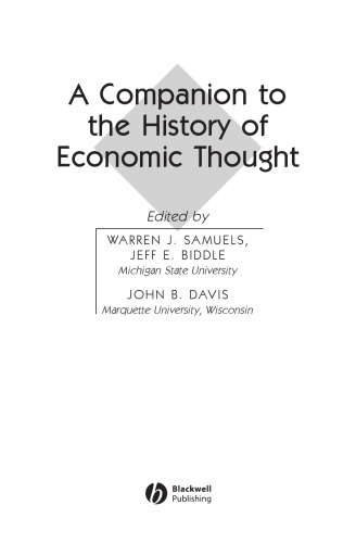Companion to the History of Economic Thought