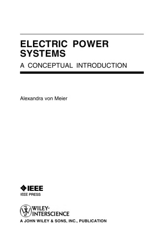 Electric Power Systems. A Conceptual Introduction