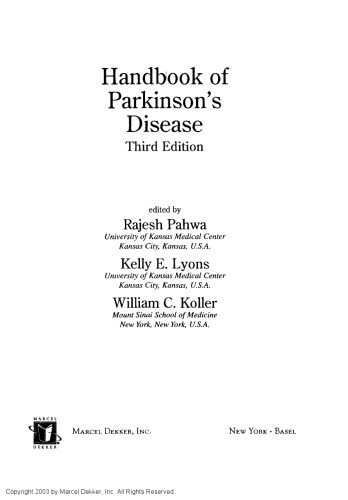 Handbook of Parkinson's Disease