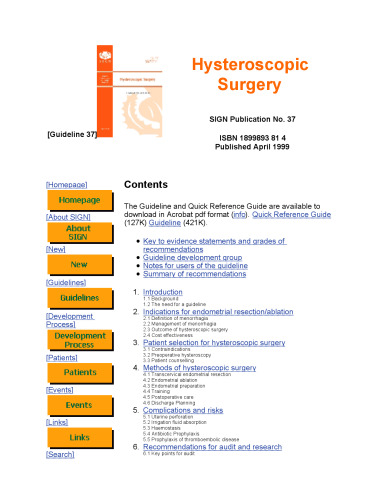 Hysteroscopic Surgery: A National Clinical Guideline