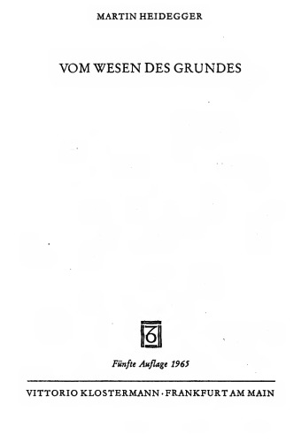 Vom Wesen des Grundes
