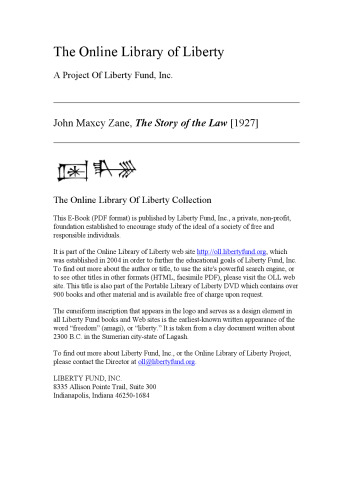 Online Library of Liberty: The Story of the Law - Portable Library of Liberty