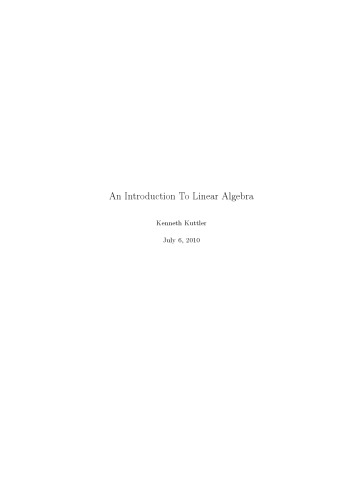 An Introduction To Linear Algebra