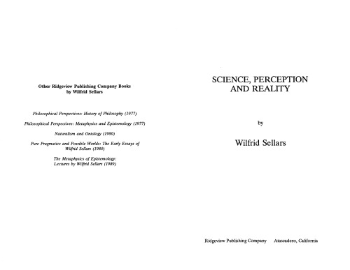 Science, Perception and Reality