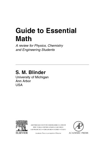 Guide to Essential Math: A Review for Physics, Chemistry and Engineering Students 