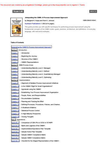 Interpreting the cmmi - a process improvement approach